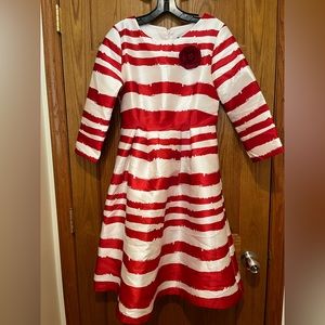 Striped red and white dress.